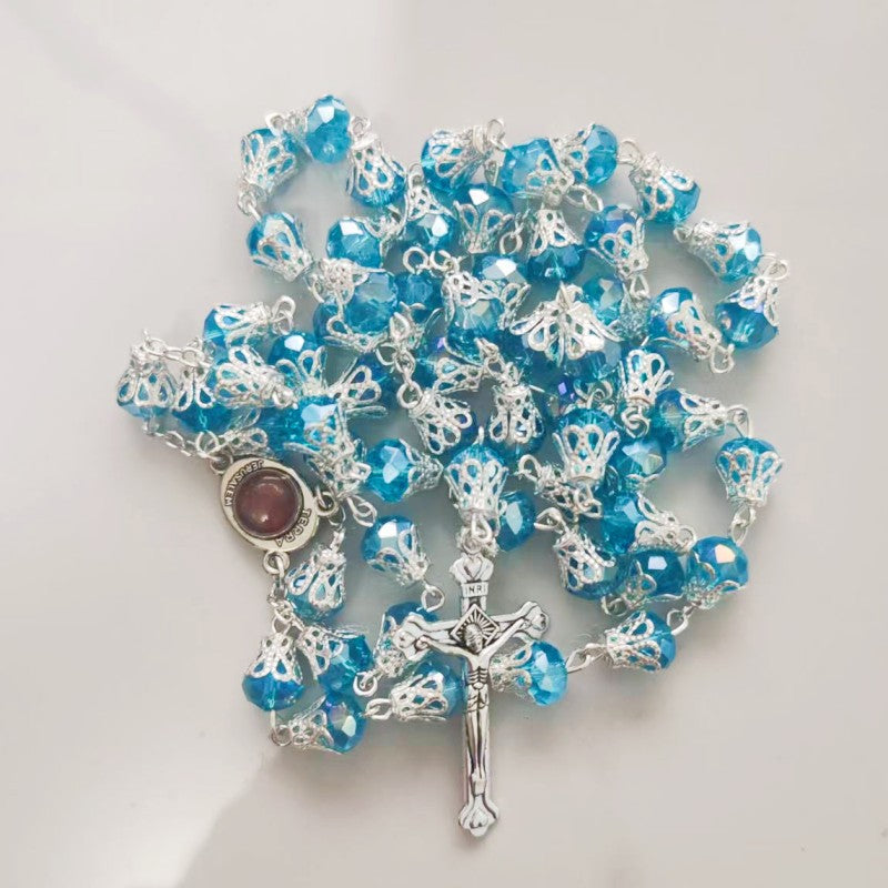 Wholesale Rosary Crystal Bead Cross Pendant Necklace